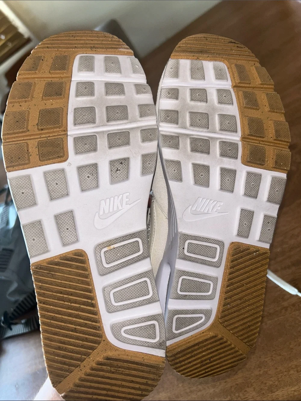Nike Women's Cream & Light pink Suede Mesh Sneakers